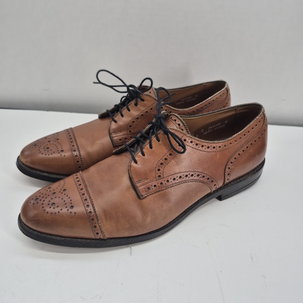 Allen Edmonds Sanford Oxfords Dress Shoes Mens Size 11 C Brown Leather Cap Toe